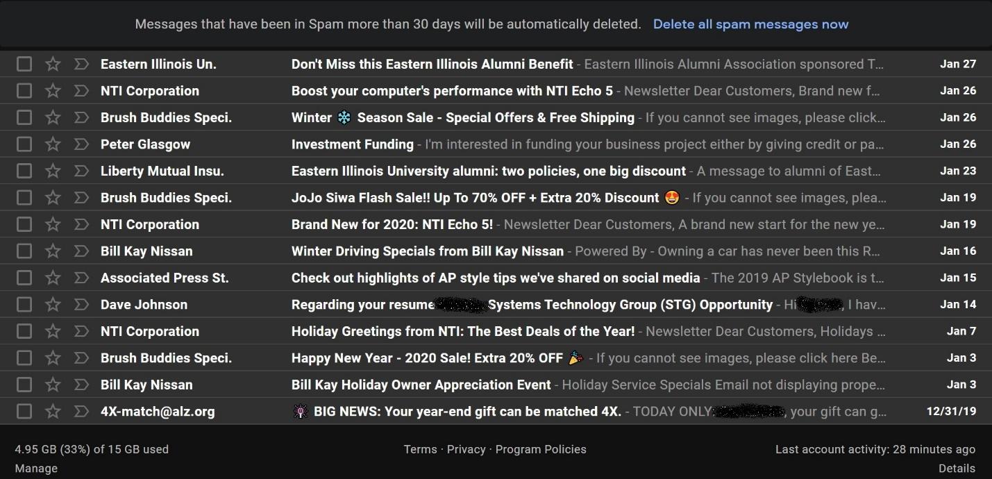 example of what triggers the spam filter