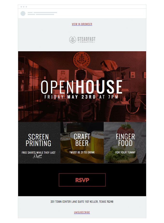 This email offers all the details of the event, as well as a sneak peek of what visitors can expect