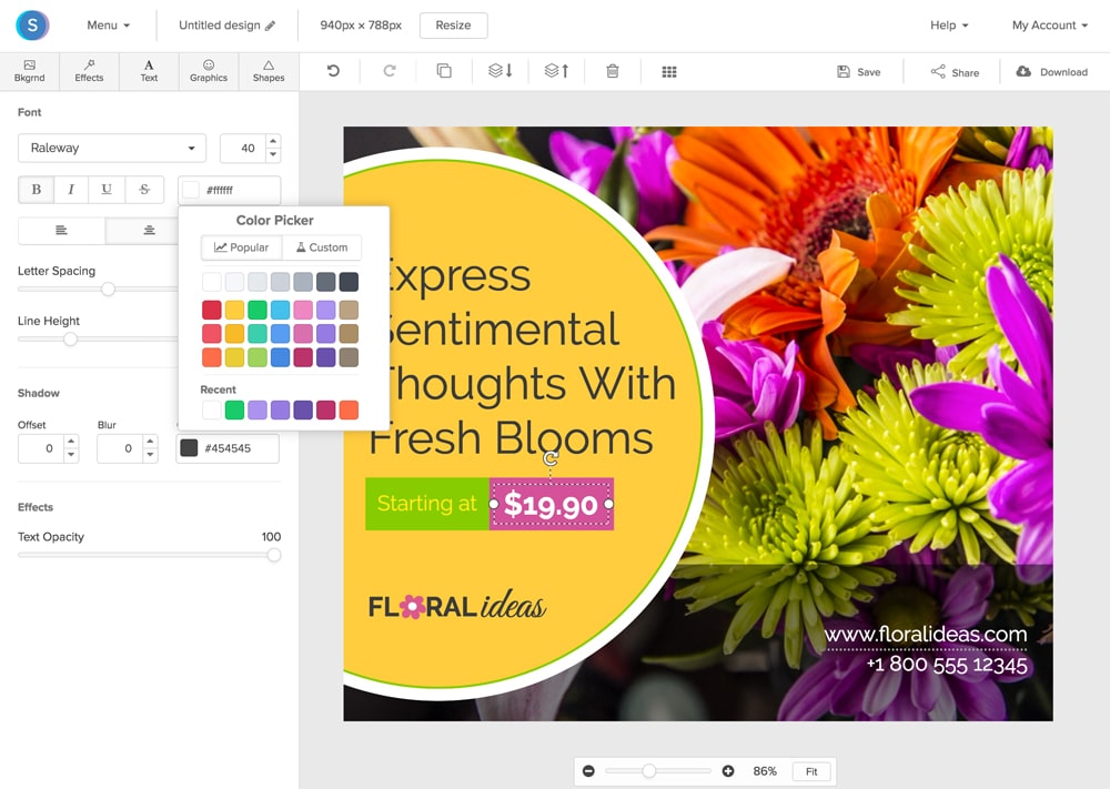 Snappa is a quick, easy and affordable online graphics tool. In minutes, individuals can create images for social media, blogs and more without the hassle of figuring out other complex platforms.