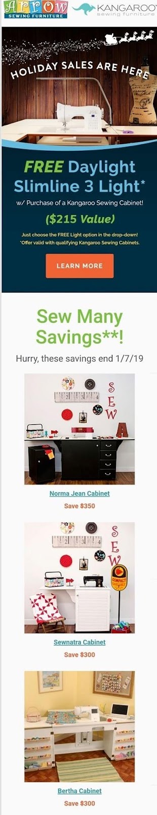 Arrow Sewing Furniture email example