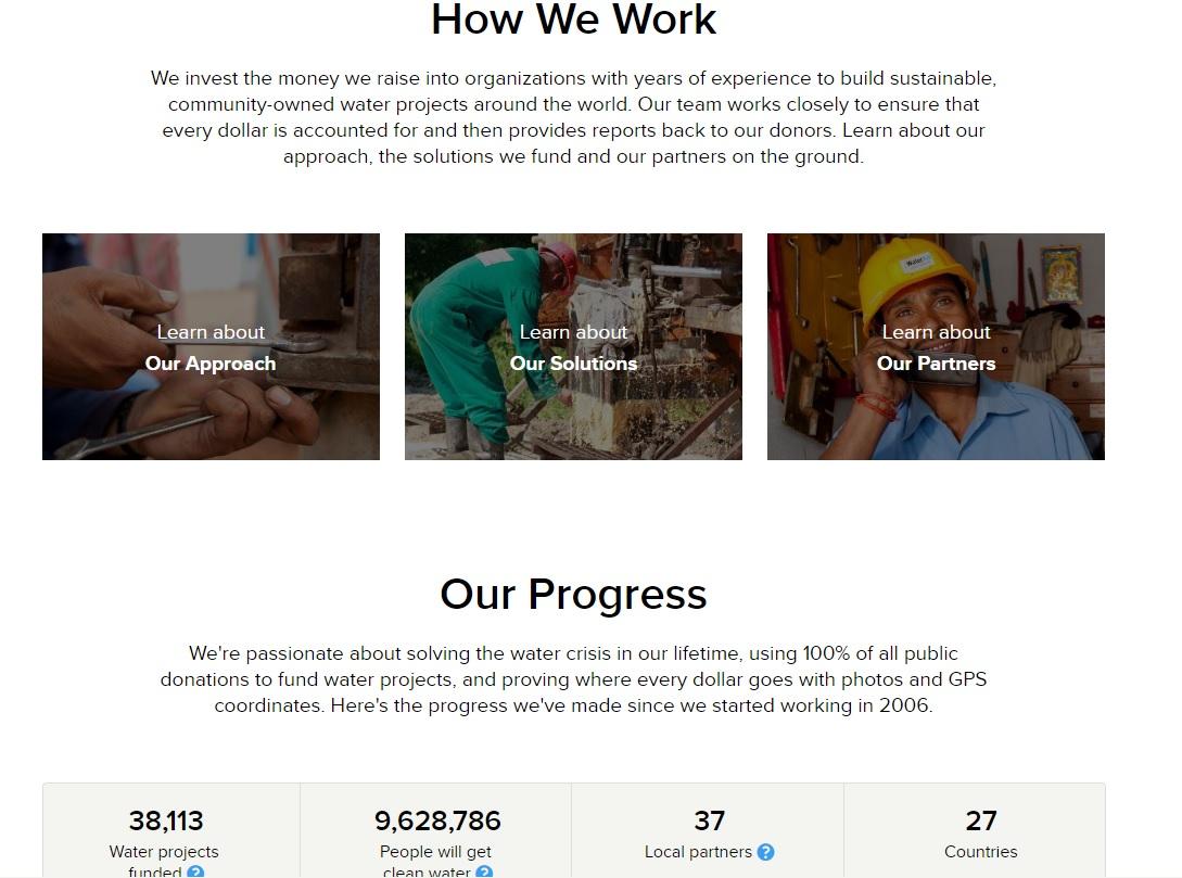 Once users click on the CTA, they are taking to a website landing page that gives them even more details on who they are as a nonprofit, what they offer and where the money is going.