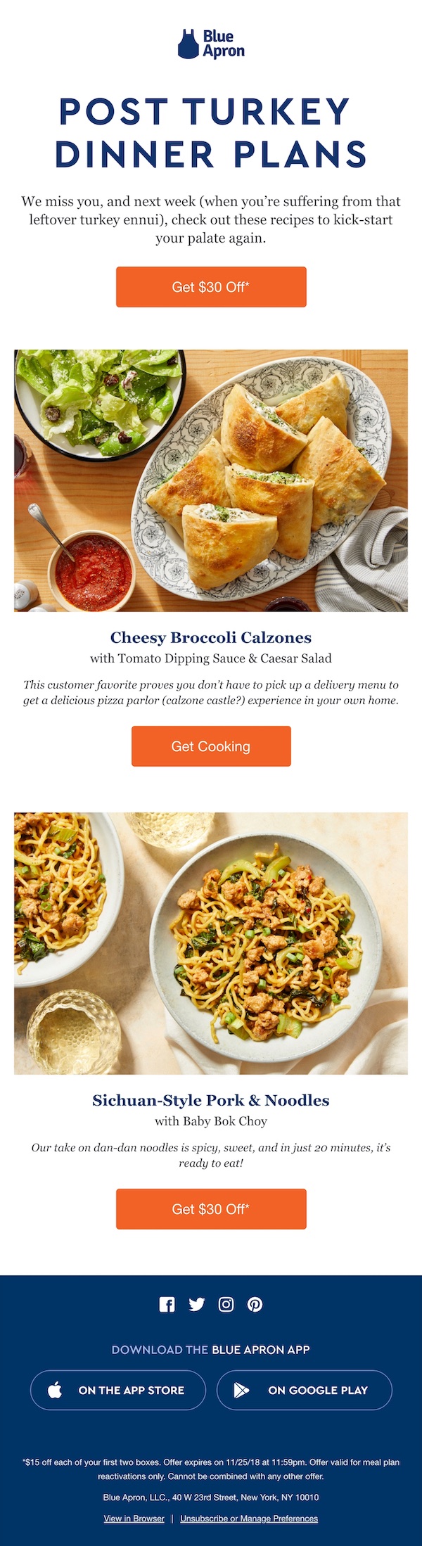 Blue Apron balance of graphics and copy