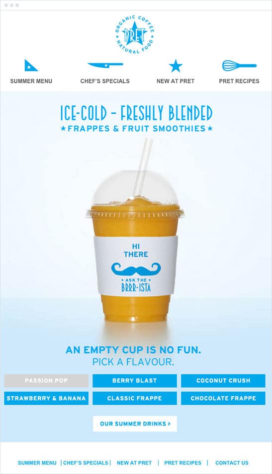 Pret a Manger – Interactive Email Content