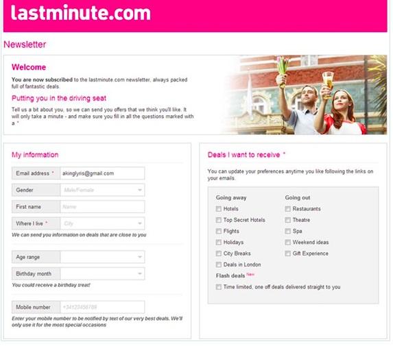 Example of a newsletter preference center
