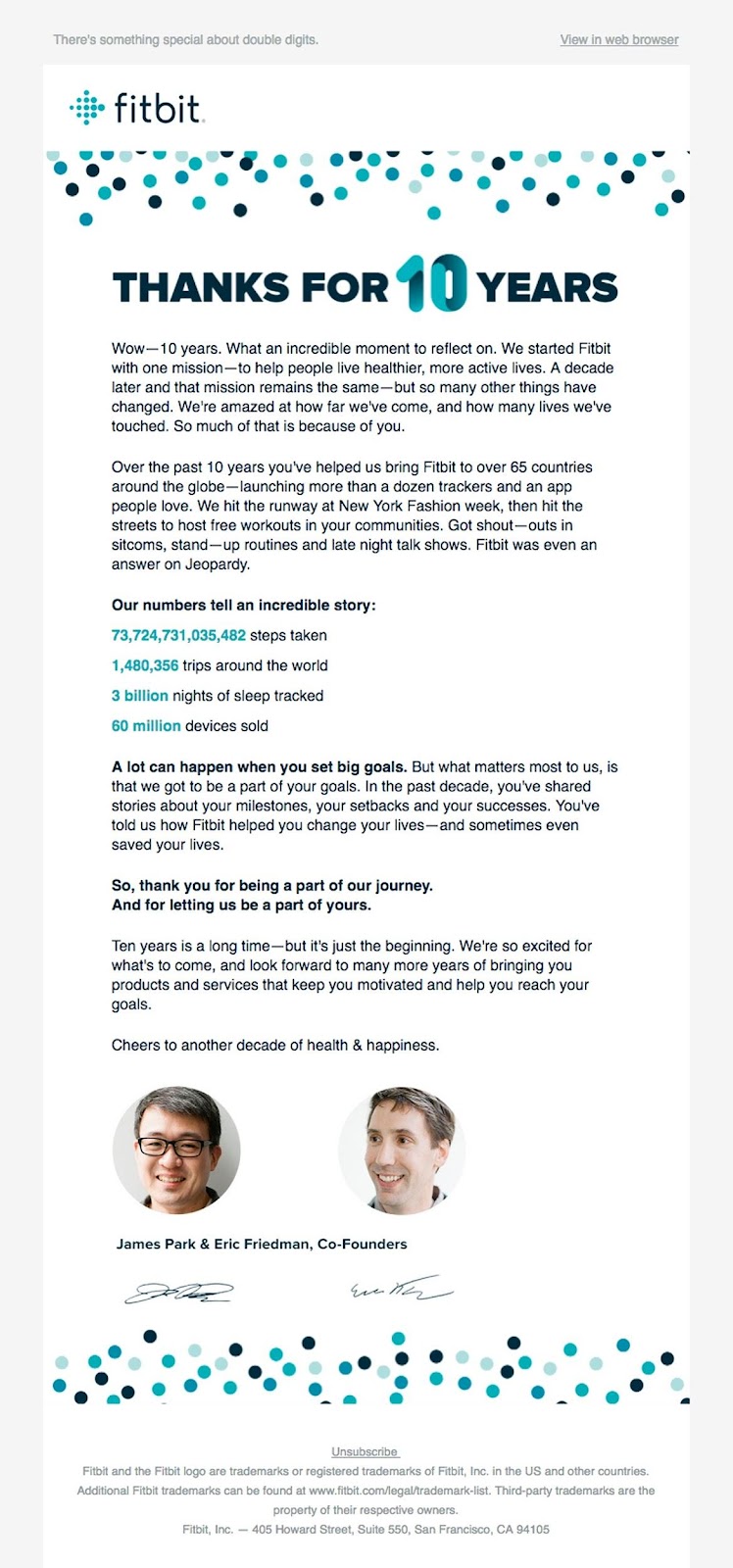 fitbit thank you email example