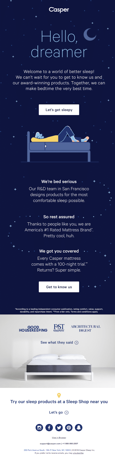 Casper HTML designed email