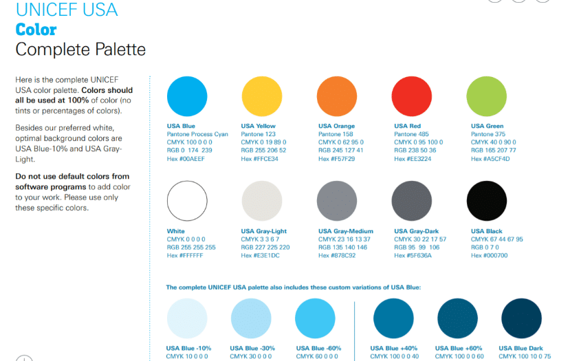 UNICEF color palette