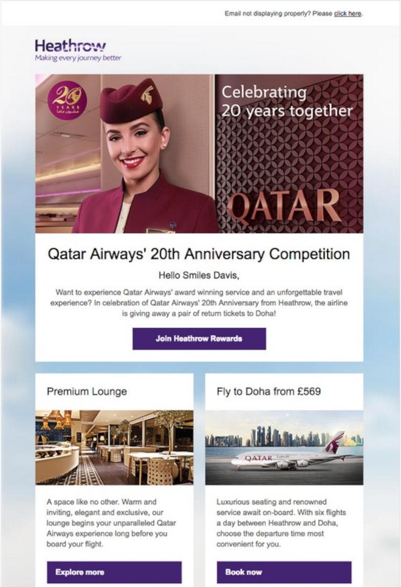 Heathrow airport email example
