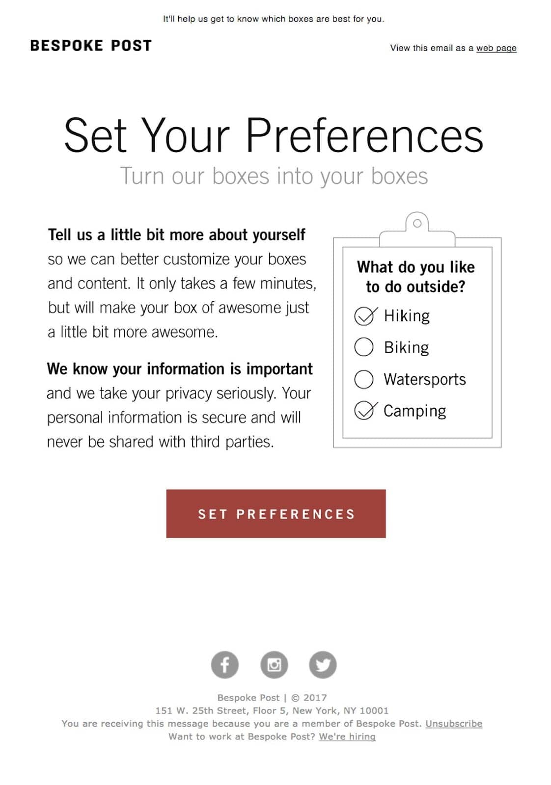 Bespoke Post preferences