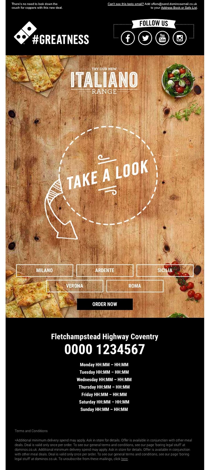 Domino’s new Italiano range of pizzas