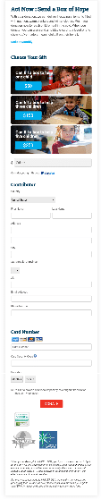 UNICEF mobile landing page example