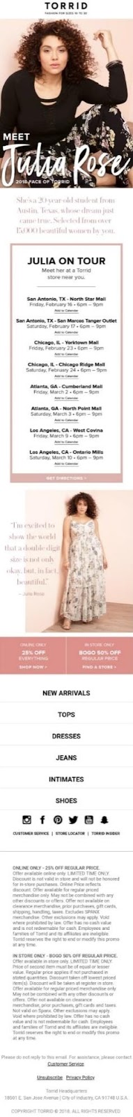 Torrid announces model Julia Rose’s 2018 tour