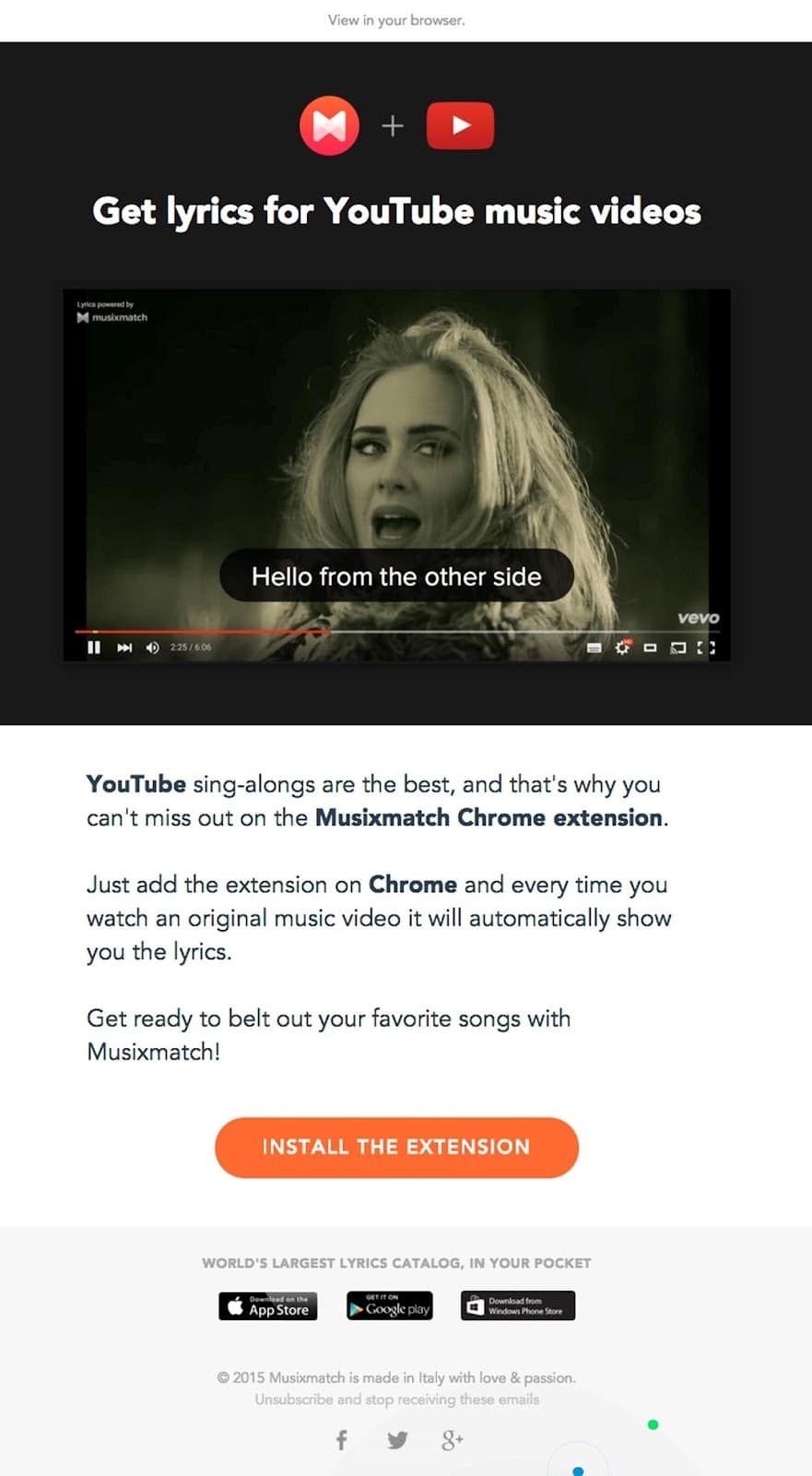 Musixmatch’s Chrome extension