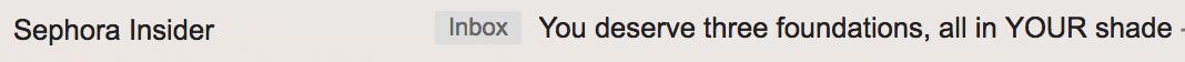 Sephora – Email Subject Line – Personalization – Product Recommendations