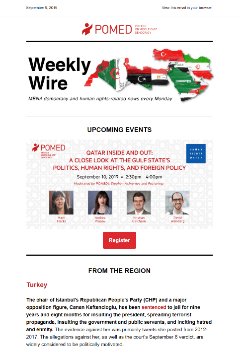 promote events in the contents of a newsletter