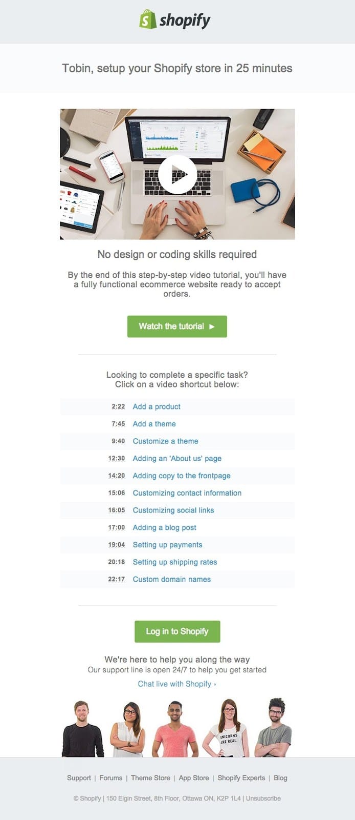 shopify video content example