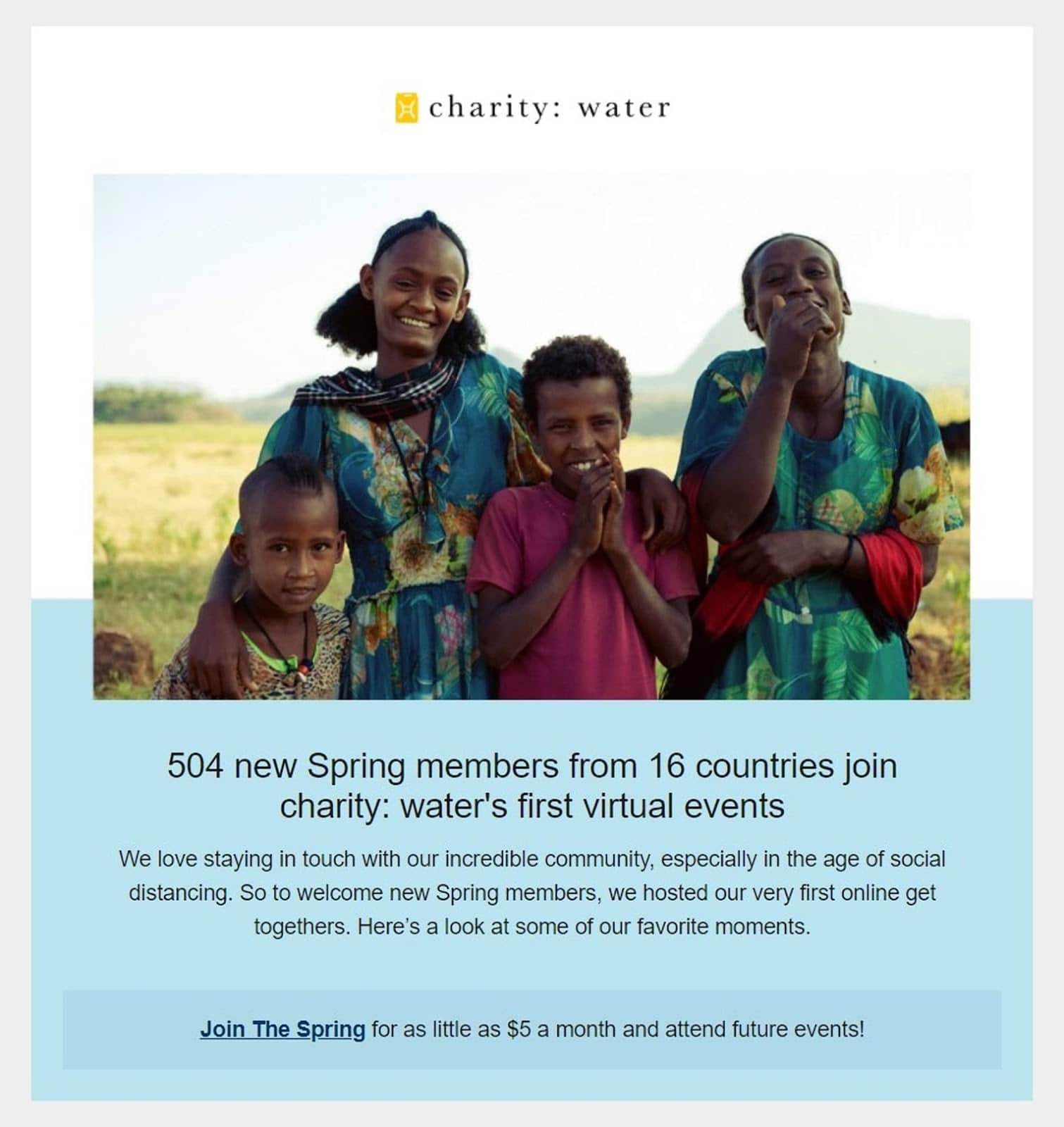 email landing page example
