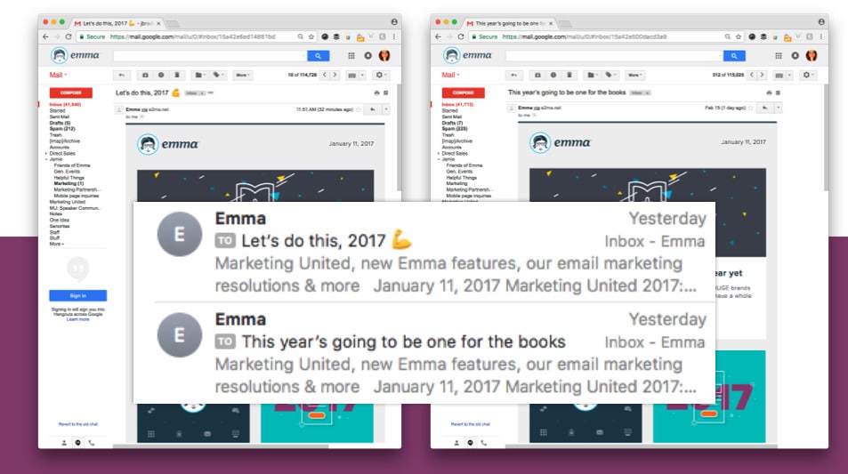 Emma - A/B testing subject lines
