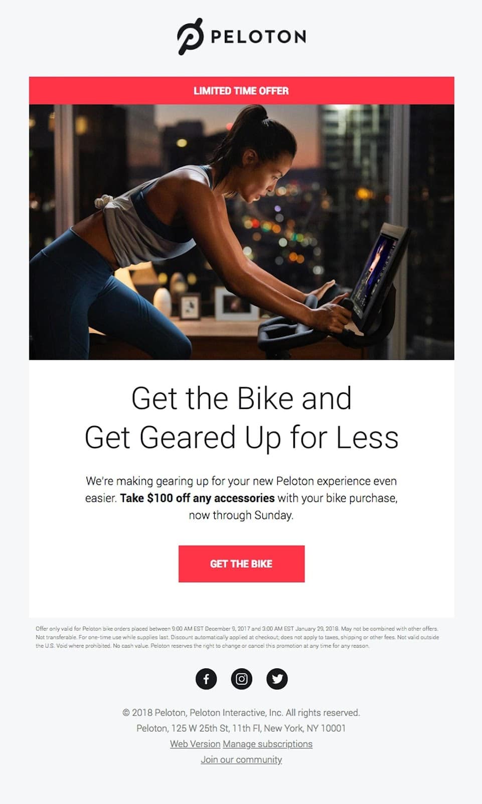 Peloton email example