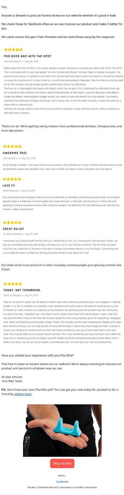 Don’t be afraid to showcase current reviews in order to encourage others to leave a review