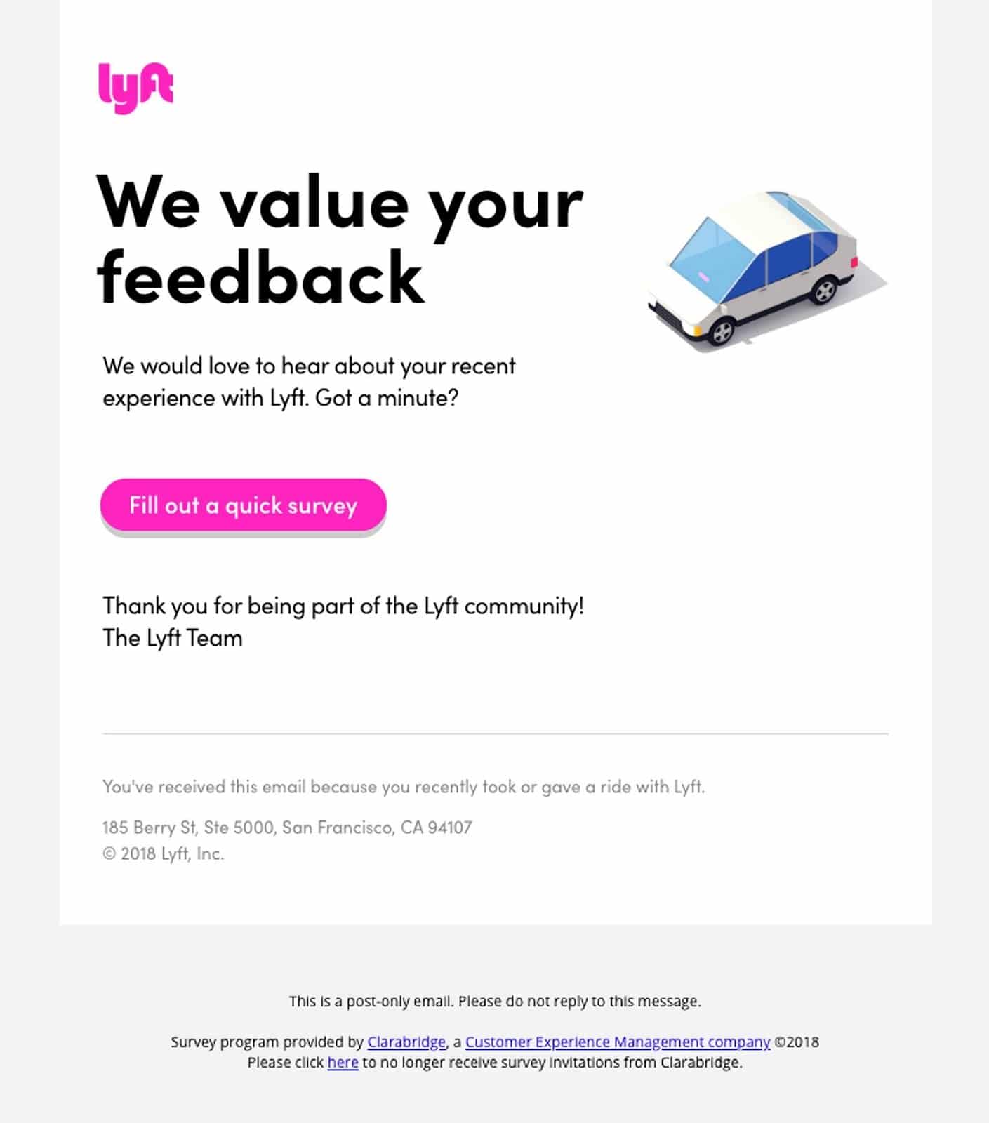 Lyft email example