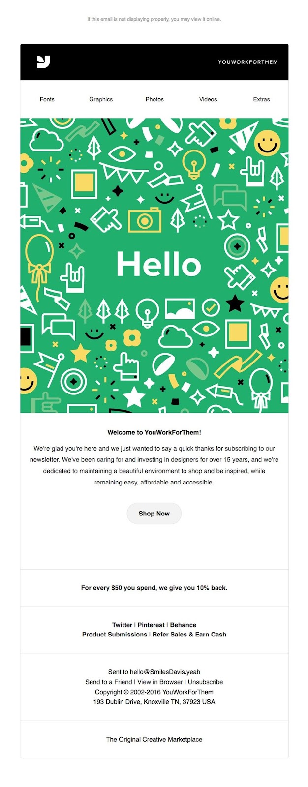 YouWorkForThem email example