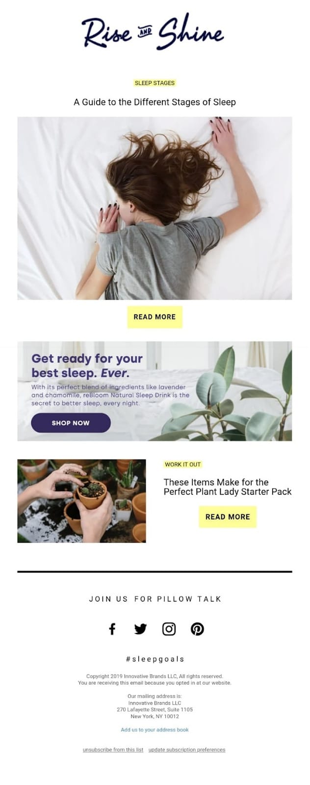 Rise and Shine email example