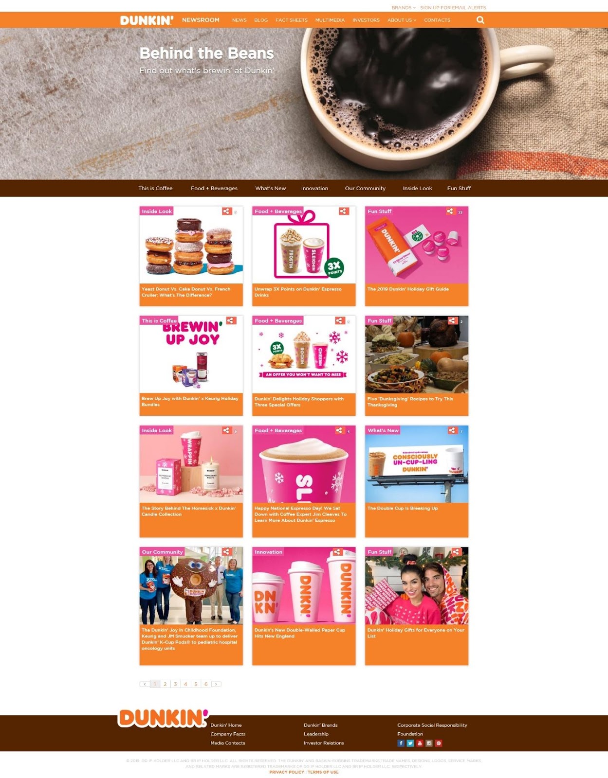 Dunkin Donut's website